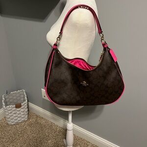Coach Harley Hobo Handbag Pink and Brown
